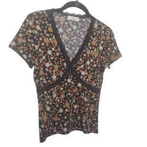 Women's 90s Y2K Badydoll Fairy Grunge Floral Top Sz M